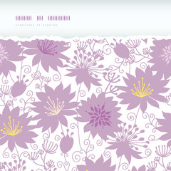 Vector purple shadow florals horizontal torn seamless pattern