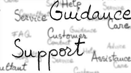 Seamless loop of customer support words with alpha matte