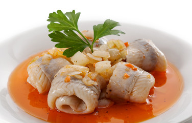 Rolled herring fillets