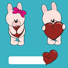 bunny valentine cartoon set