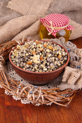 Bowl with kutia -  traditional Christmas sweet meal in Ukraine,