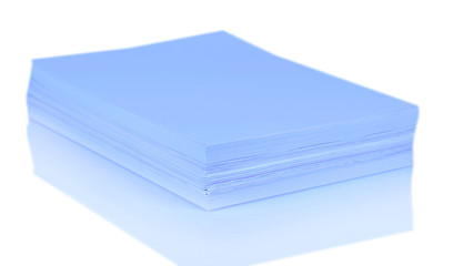 Stack white paper in blue light