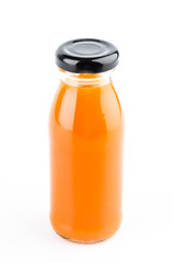 Orange juice bottle isolated white background