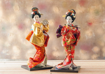 Still life Cute japanese geisha doll