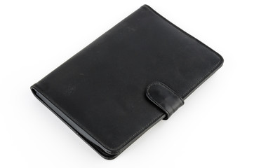 Leather notebook isolated white background