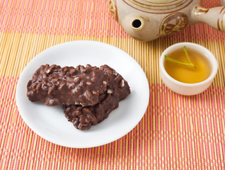 Chocolate wafer and hot tea