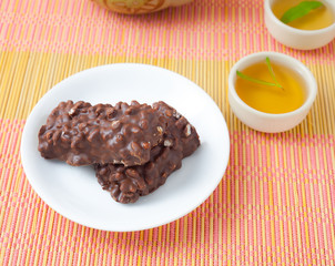 Chocolate wafer and hot tea