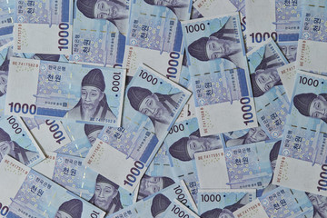 Korean won currency bills