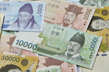 Korean Won currency bills