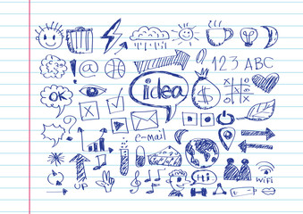 Hand doodle Business icon set idea design