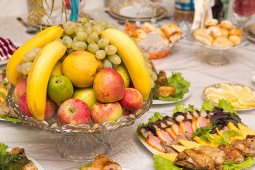 Naklejka na ściany i meble vegetables and fruits on the table