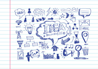 Hand doodle Business icon set idea design