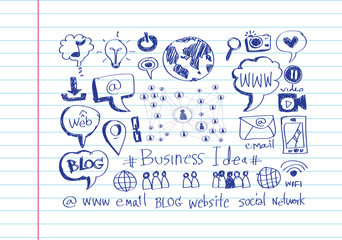 Obraz premium Hand doodle Business icon set idea design