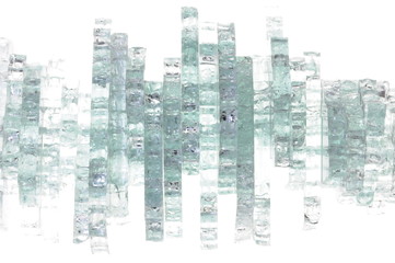 Pieces of broken glass on white background