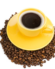 Coffee in an yellow cup