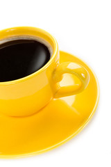 Coffee in an yellow cup