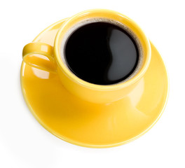 Coffee in an yellow cup