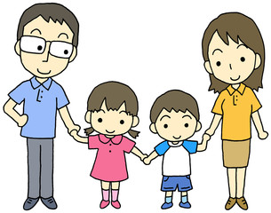 手をつなぐ４人家族