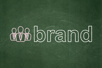 Obraz premium Marketing concept: Business People and Brand on chalkboard