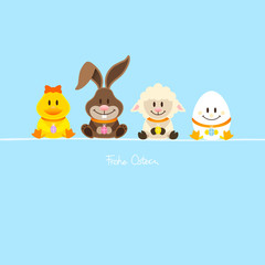 Ente, Hase, Schaf & Ei Ostereier Blau