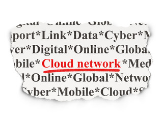 Cloud computing concept: Cloud Network on Paper background