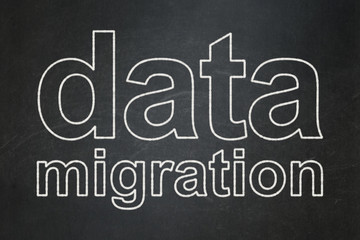 Fototapeta premium Data concept: Data Migration on chalkboard background