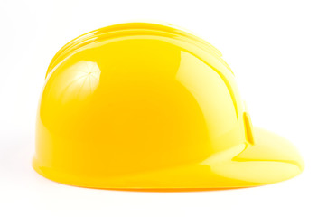 Fototapeta premium Yellow hard hat isolated on white background