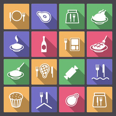 set of food icons in flat design