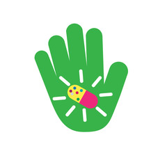 Vector logo hand with pill