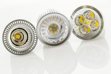 GU10 LED lamps with different designs of the optical parts