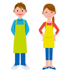 男女　エプロン