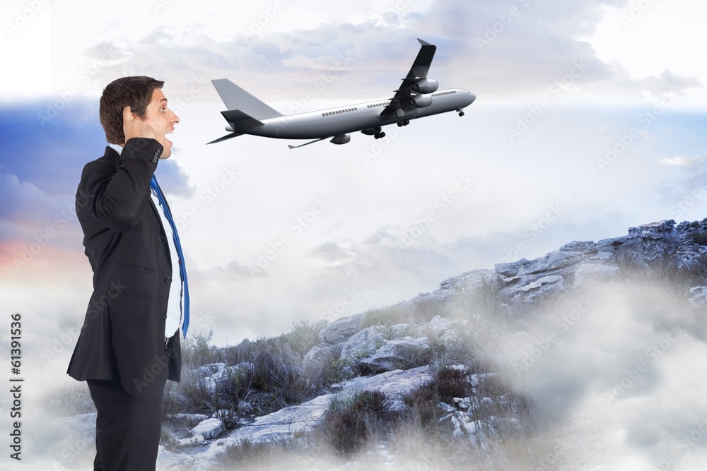 Poster composite image of thinking businessman scratching head