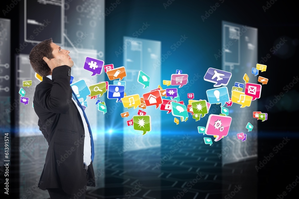 Poster composite image of thinking businessman scratching head