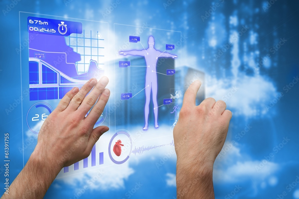 Poster Composite image of hands pointing and presenting