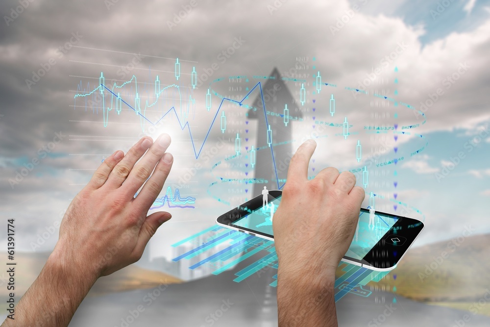 Poster Composite image of hands pointing and presenting