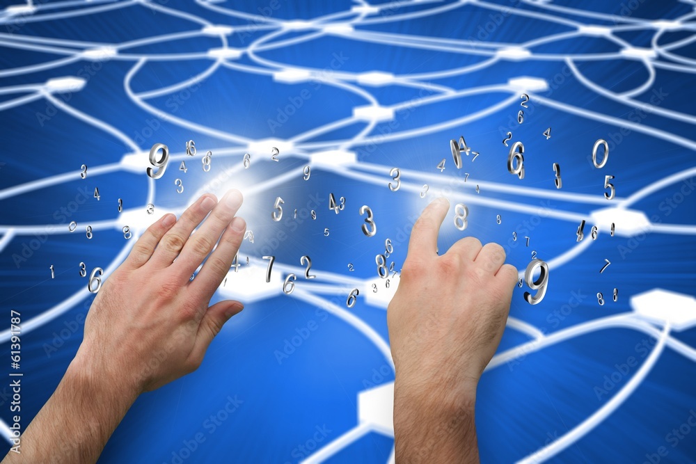 Aufkleber Composite image of hands pointing and presenting
