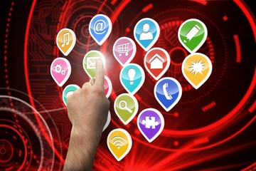 Composite image of hand pointing