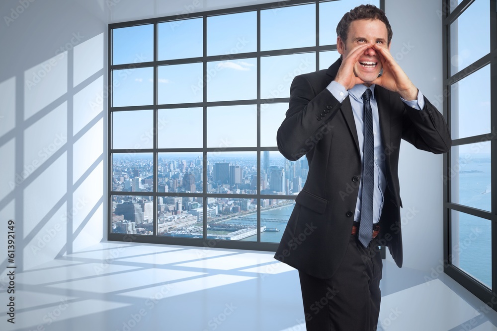 Poster composite image of shouting businessman