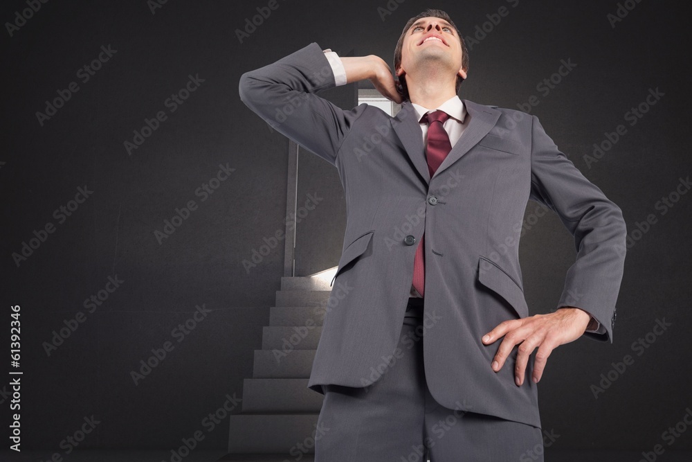 Poster composite image of thinking businessman scratching head