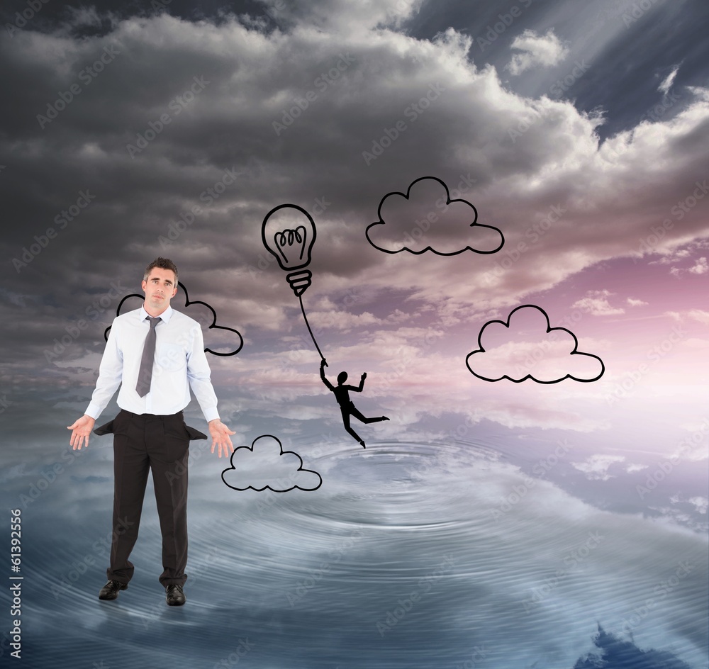 Poster Composite image of businessman with empty pockets