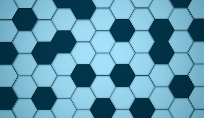 Blue abstract hexagonal cell background