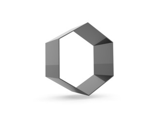 Black hexagonal cell rendered isolated