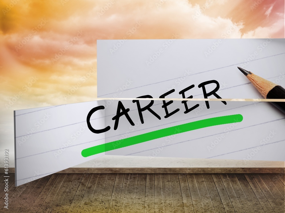 Poster Composite image of career in handwriting on abstract screen