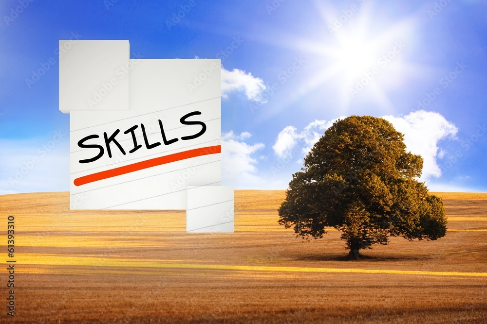 Poster Composite image of skills in handwriting on abstract screen