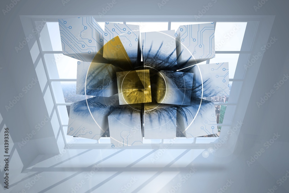Aufkleber composite image of eye on abstract screen