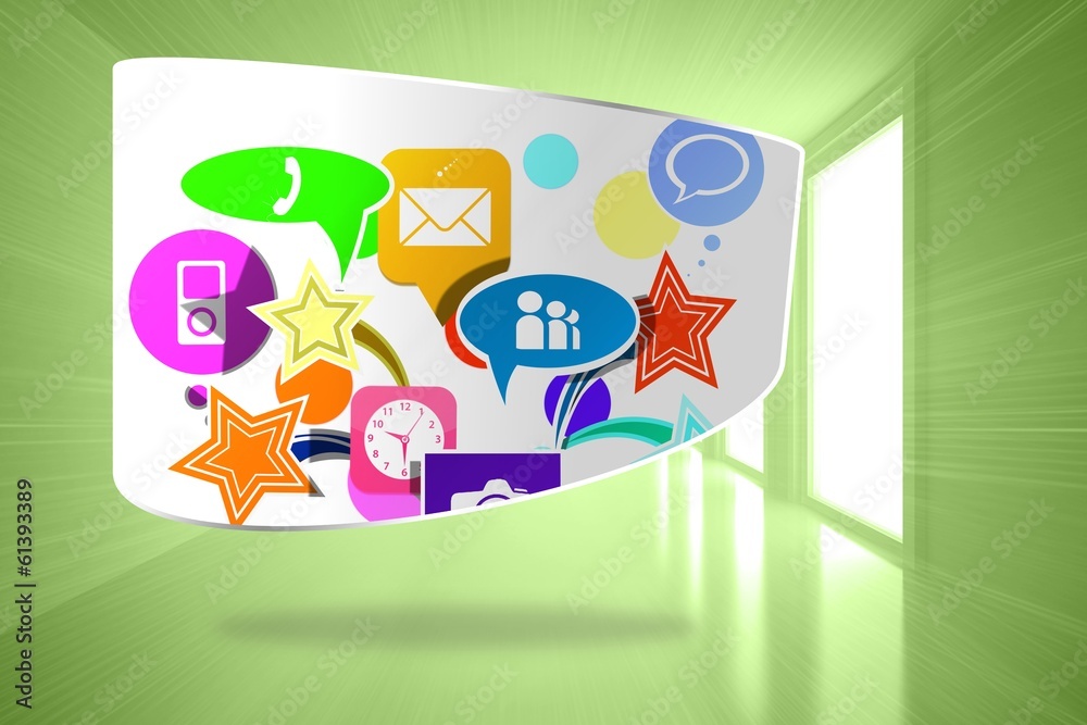 Poster Composite image of colourful apps on abstract screen