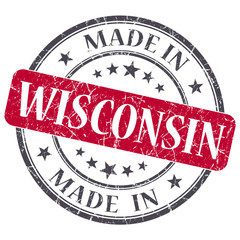 made in Wisconsin red round grunge isolated rubber stamp