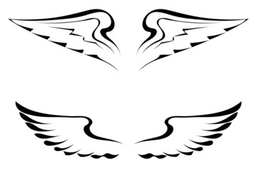 Black tattoo wings on a white background