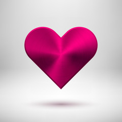Magenta Abstract Heart Sign with Metal Texture