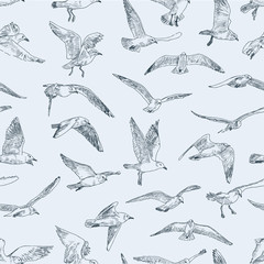 Naklejka premium pattern of seagulls